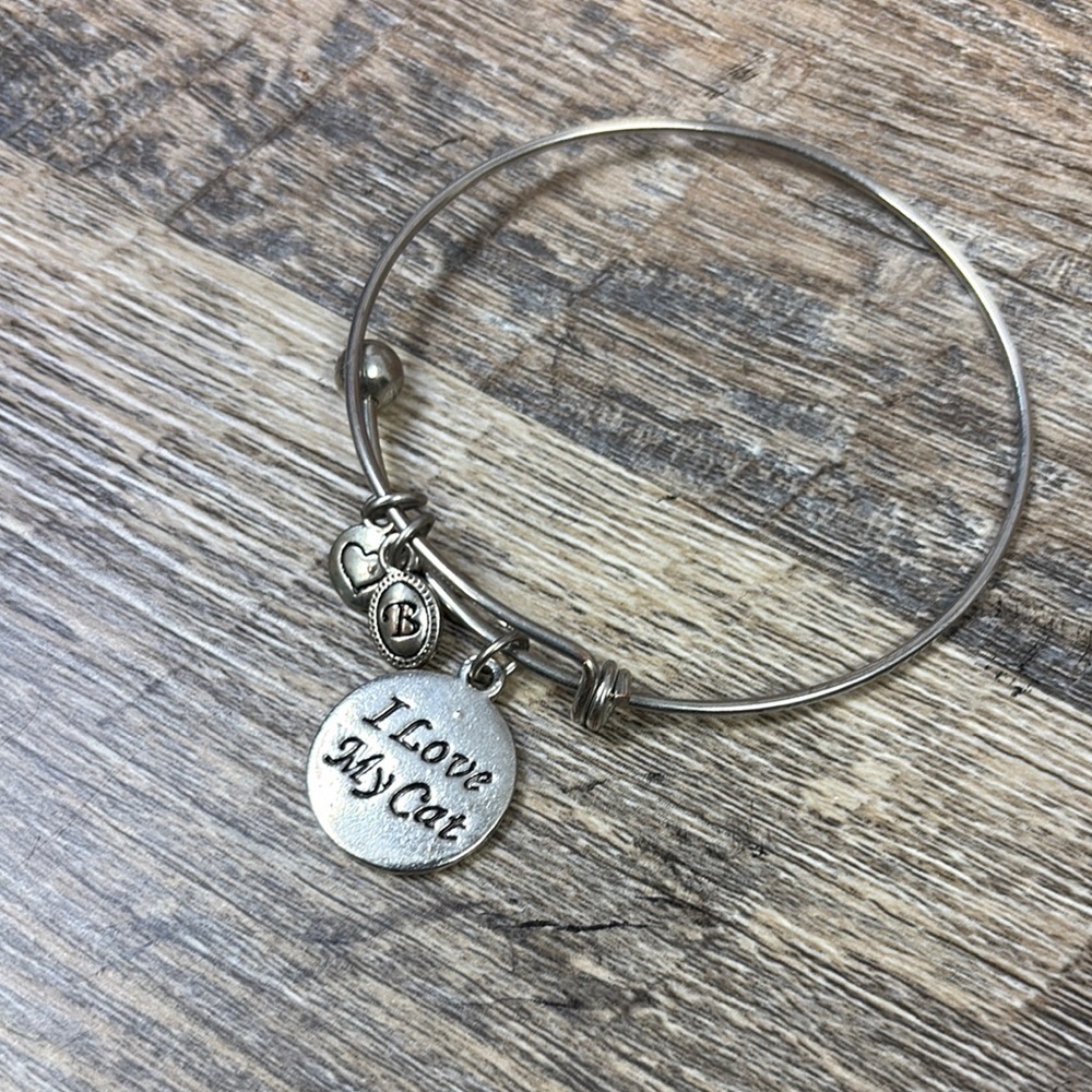 Brighton Adjustable Silver 'I Love My Cat' Charm Bracelet